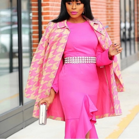 Isaac Mizrahi for Target Women's Houndstooth Print Long Sleeve Front Button - Picture 2 of 3